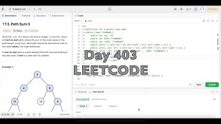 YouTube video 'Day 403: LeetCode Problem 113. Path Sum II - Swift'
