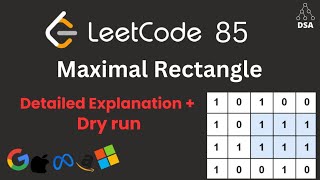 YouTube video 'Maximal Rectangle | LeetCode 85 | Optimal Stack + Histogram Approach | Explained'