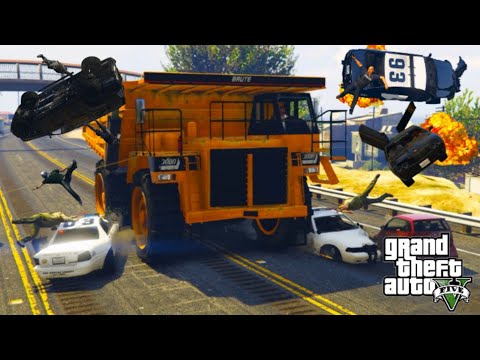 Brute Dump Truck - Destruction Compilation - Cinematic 5 star Chase down. | GTA 5 | Highway Hell!