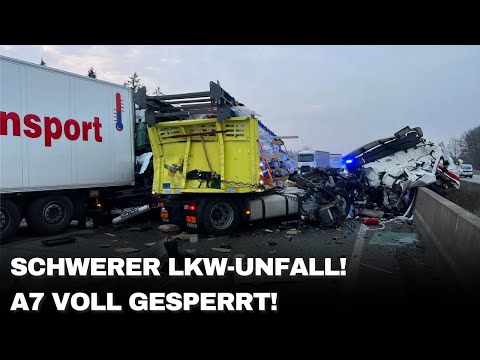 Schwerer Lkw-Unfall auf der A7 bei Bad Bramstedt – Vollsperrung!