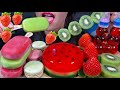 ASMR WATERMELON JELLY CAKE FRUIT ICE CREAMS STRAWBERRY KIWI MACARONS MASSIVE Eating Sounds