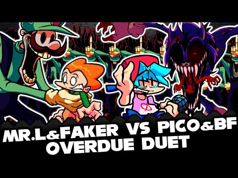 FNF | MR L&Faker Vs Pico&BF | OverDue DUET - Mario's Madness V2 | Mods/Hard/Gameplay |