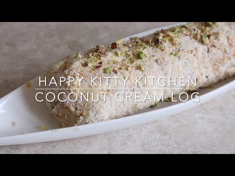 No Bake No Cook Coconut (ice)Cream Log Dessert-حلاوة الاسكريم بالفستق وجوز الهند HappyKittyKitchen