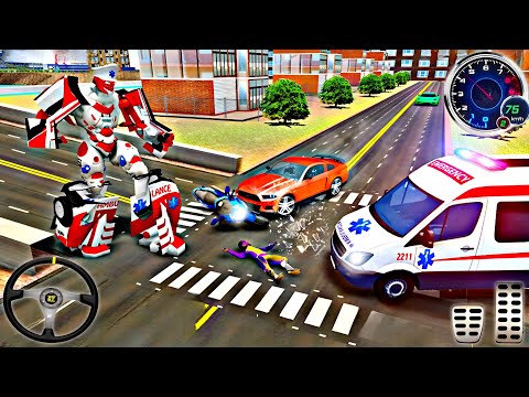 Ambulance Robot City Rescue - 911 Rescue Emergency City Van Simulator: Android Gameplay #1