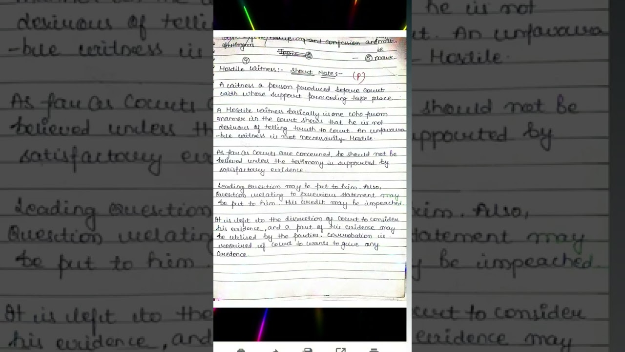 || Evidence act || Hostile witness || Handwritten notes || Judiciary updates || Law important ||