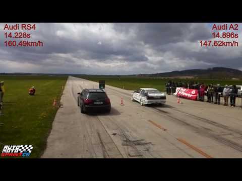 Audi RS4 vs. Audi A2 Drag Race 1/4M (402m), Letiště Hoškovice, 22.4.2017, automotosprint.cz