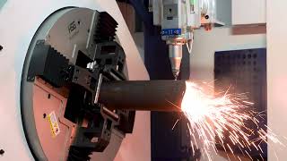 HSG T2 CNC FIBER LASER TUBE CUTTING SYSTEM - bevel cutting round tube