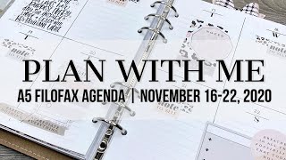Plan with Me | A5 Filofax Agenda | November 16-22, 2020 #filofax #filofaxoriginal
