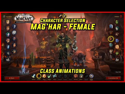 WoW Class Animations - Mag'har Orc Female - WoW Shadowlands Character Creation Screen