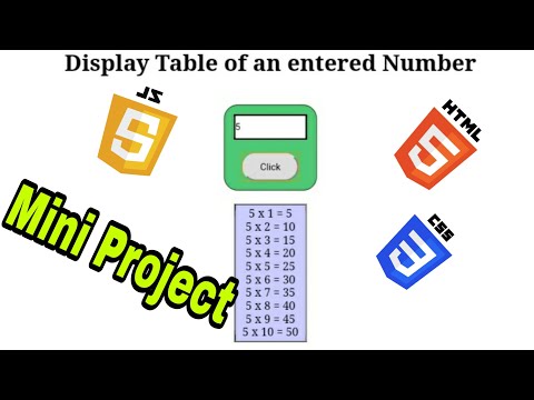 Html Javascript Mini Project Enter Number Display The Multiplication Table In Javascript Html Css