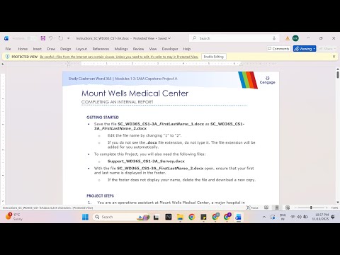 Shelly Cashman Word 365 | Modules 1-3: SAM Capstone Project A Mount Wells Medical Center