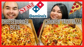 NEW Domino's Chicken Taco Pizza and Cheeseburger Pizza Review!! 🍕 🍔 🌮