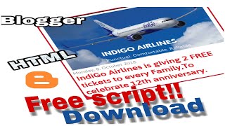 preview picture of video 'Free HTML script  indigo airlines flight ticket script for Blogger/ free download script Best scrip'