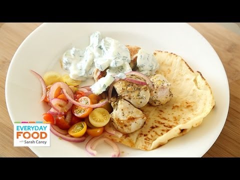 Greek-Style Chicken with Pickled Onions, Tomatoes, and Tzatziki - Everyday Food with Sarah Carey
