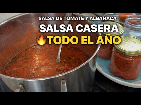 SALSA DE TOMATE CON ALBAHACA CASERA EN CONSERVA