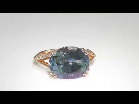 GIA Certified 7.97ctw Oval Tanzanite & Diamond Cocktail Ring Rose Gold Shreveport Jewelers