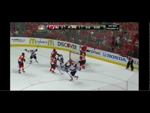 Travis Zajac scores on a wraparound New Jersey Devils versus Philadelphia Flyers Game 2 5/1/12
