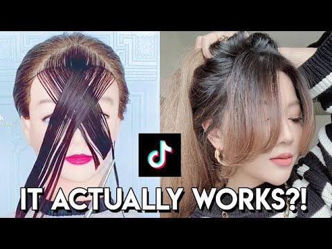 DIY CURTAIN BANGS! TRYING VIRAL TIK TOK TUTORIAL!