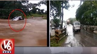 Car Washed Away In A Flooded River In Chhattisgarh&#39;s Koriya District | V6 News