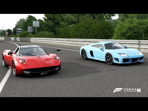 Forza 7 Drag race: Pagani Huayra vs Noble M600.