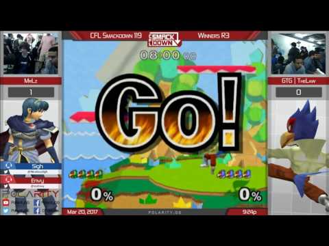 CFL Smackdown 119 Melee - MrLz (Marth) vs GTG TheLaw (Falco) - Winners R3