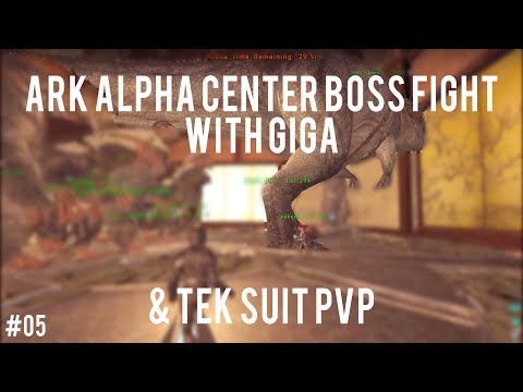 CENTER BOSS FIGHT WITH GIGA / TEK SUIT PVP | 10MAN ARK PVP