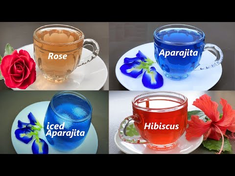 4 Best Flowers Tea #HibiscusTea #RoseTea #AparajitaTea #IcedAparajitaTea