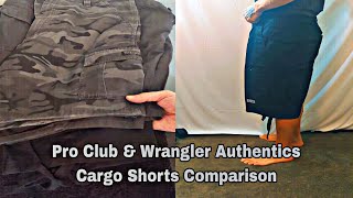 Men's Pro Club & Wrangler Authentics Cargo Shorts Try On