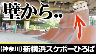 #107 SkatePark | "ShinyokoPark" SO SCAREY!! Drop in from the huge wall.. WallDropin | Kanagawa Japan