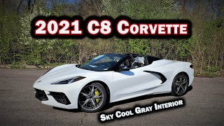 2021 Chevrolet Corvette C8 3LT - WALK AROUND & REVIEW - Convertible - SKY COOL GRAY STRIKE YELLOW