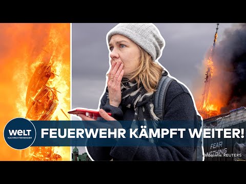 KOPENHAGEN: "Hälfte des Gebäudes zerstört!" Löscharbeiten an Dänemarks historischer Börse dauern an!