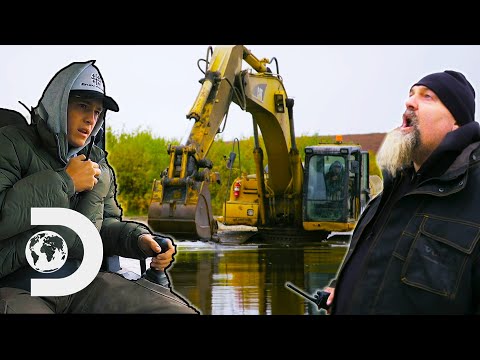 Hoffman’s Struggle To Move A MASSIVE Excavator Across The River | Gold Rush: Hoffman Family Gold