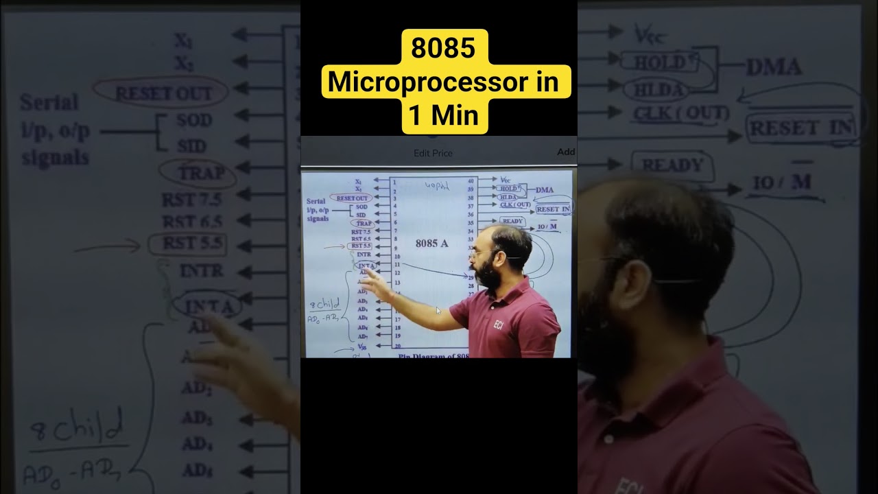 8085 Microprocessor Pin diagram Just in 1 Min 🔥🔥 #electrical #sureshsir
