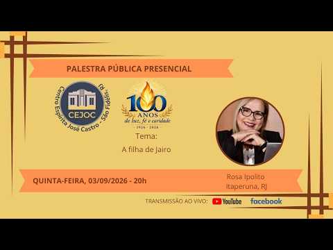 Palestra Pública Centro Espírita José Castro|São Fidélis, RJ CEJOC 100 anos de Luz,Fé e Caridade