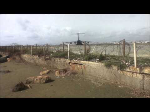 US Air Force C17 Take off from Larnaca Airport Cyprus *INSIDE THE BARBED WIRE!*
