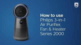 فيليبس 2000، 3 في 1 منقي هواء مع مروحة و دفاية أسود معدني