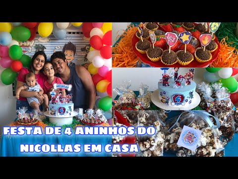 VLOG - ANIVERSÁRIO DE 4 ANINHOS DO NICOLLAS / FESTA PATRULHA CANINA SIMPLES EM CASA  🥳🎂