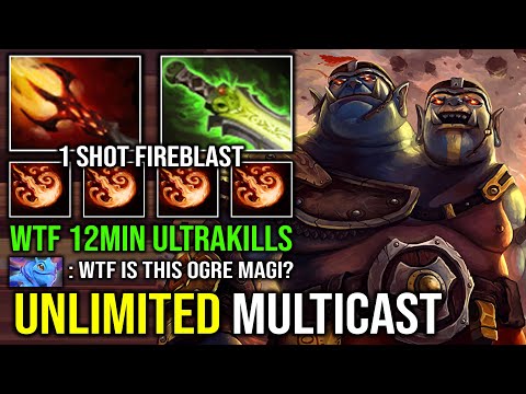 UNLIMITED MULTICAST 12Min Ultrakills Solo Mid Ogre Magi 100% Perma Stun Lock Fire Blast Dota 2