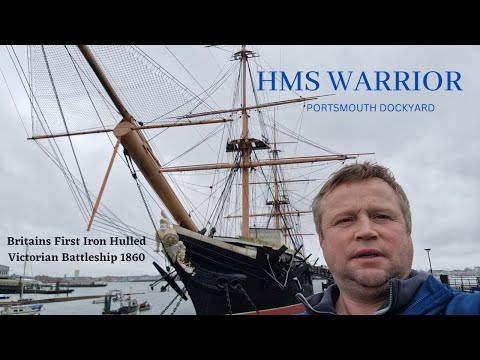 HMS Warrior Tour At Portsmouth Dockyard. Britain's First Iron Hulled Victorian Battleship 1860