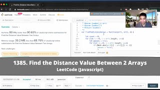 YouTube video 'How to Solve "1385 Find the Distance Value Between Two Arrays" on LeetCode? - Javascript'