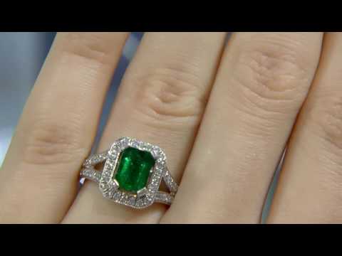 1.85ct Emerald & Diamond Halo Ring GR009