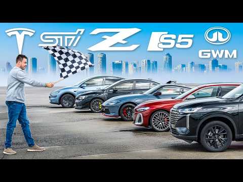 Thumbnail for $50k family car DRAG RACE: Haval H6 PHEV vs Audi S5 vs WRX STi vs Nissan Z Nismo vs Tesla Model Y by PHEV