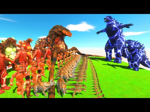 Dinosaurs Revolt Battle With Orange Team Biollante - Who can defeat Godzilla 2014 Thunder?