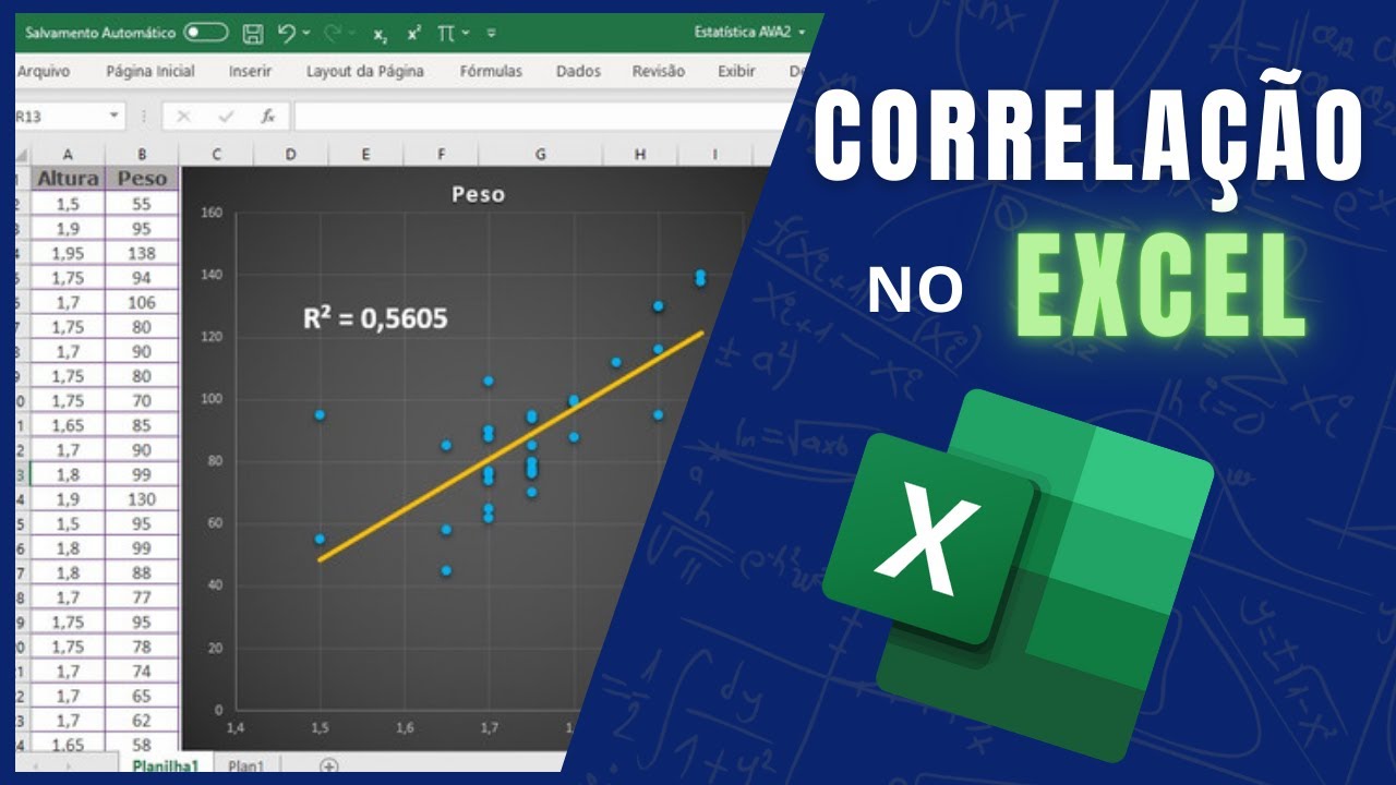 CORRELAÇÃO LINEAR no EXCEL | COEFICIENTE de CORRELAÇÃO LINEAR de PEARSON Coeficiente de Determinação