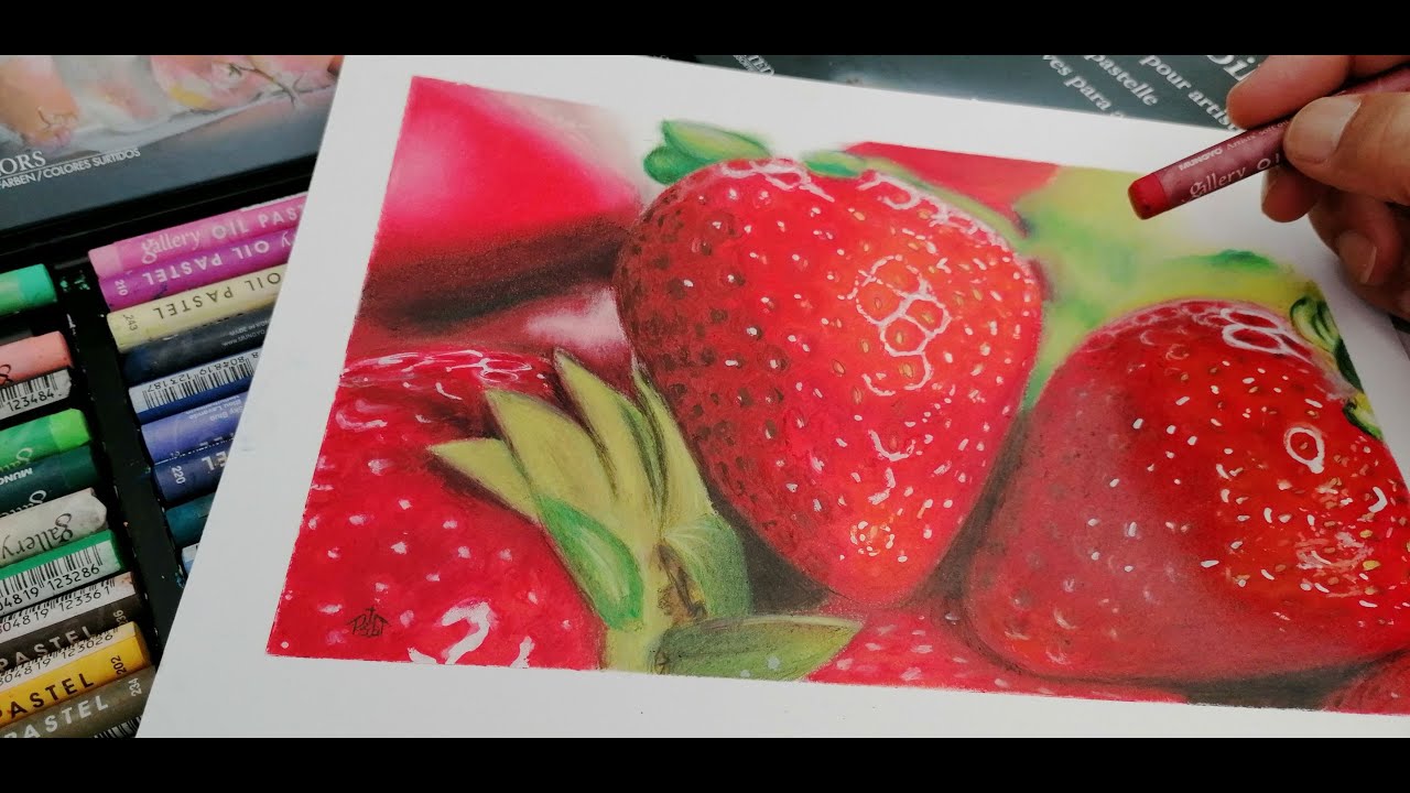 Draw a Realistic Strawberry in Oil Pastels | How to Draw with Oil Pastels