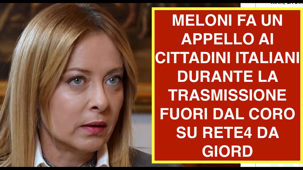 MELONI FA UN APPELLO AI CITTADINI ITALIANI DURANTE LA TRASMISSIONE FUORI DAL CORO SU RETE4 DA GIORD