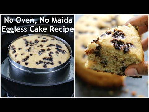 Eggless Cake Without Oven & Maida - How To Make Cake Without Oven - Skinny Recipes