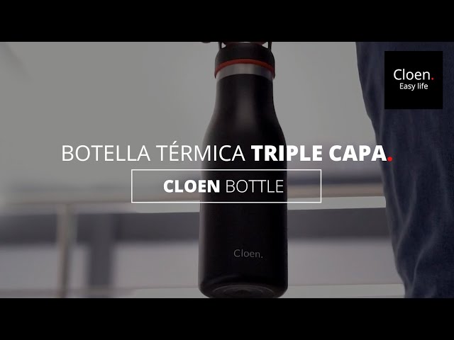 Cloen Botella de Agua Térmica Acero Inoxidable 500ml Negro video