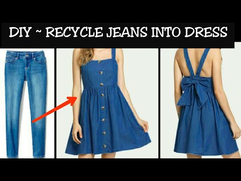 DIY : Convert/Reuse Old Men's Jeans into DENIM DRESS (HINDI)