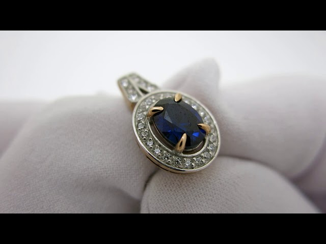 Позолочені срібні сережки із сапфіром сжх155 Відео огляд